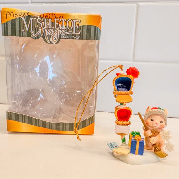Vintage Mistletoe Magic, Mouse and Mailbox -Letters to Santa, Holiday Ornament - Picture 3 of 10
